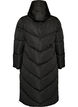 Long puffer coat with hood and pockets, Black, Packshot image number 1