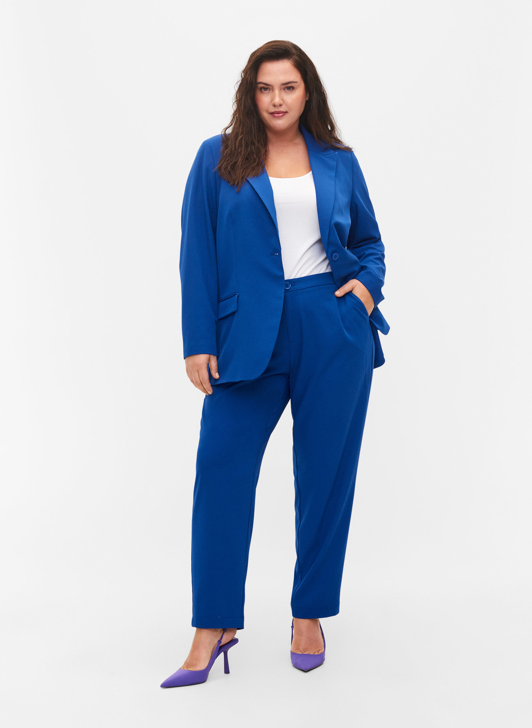 Zizzifashion Classic trousers with pockets, Blue, Model image number 0