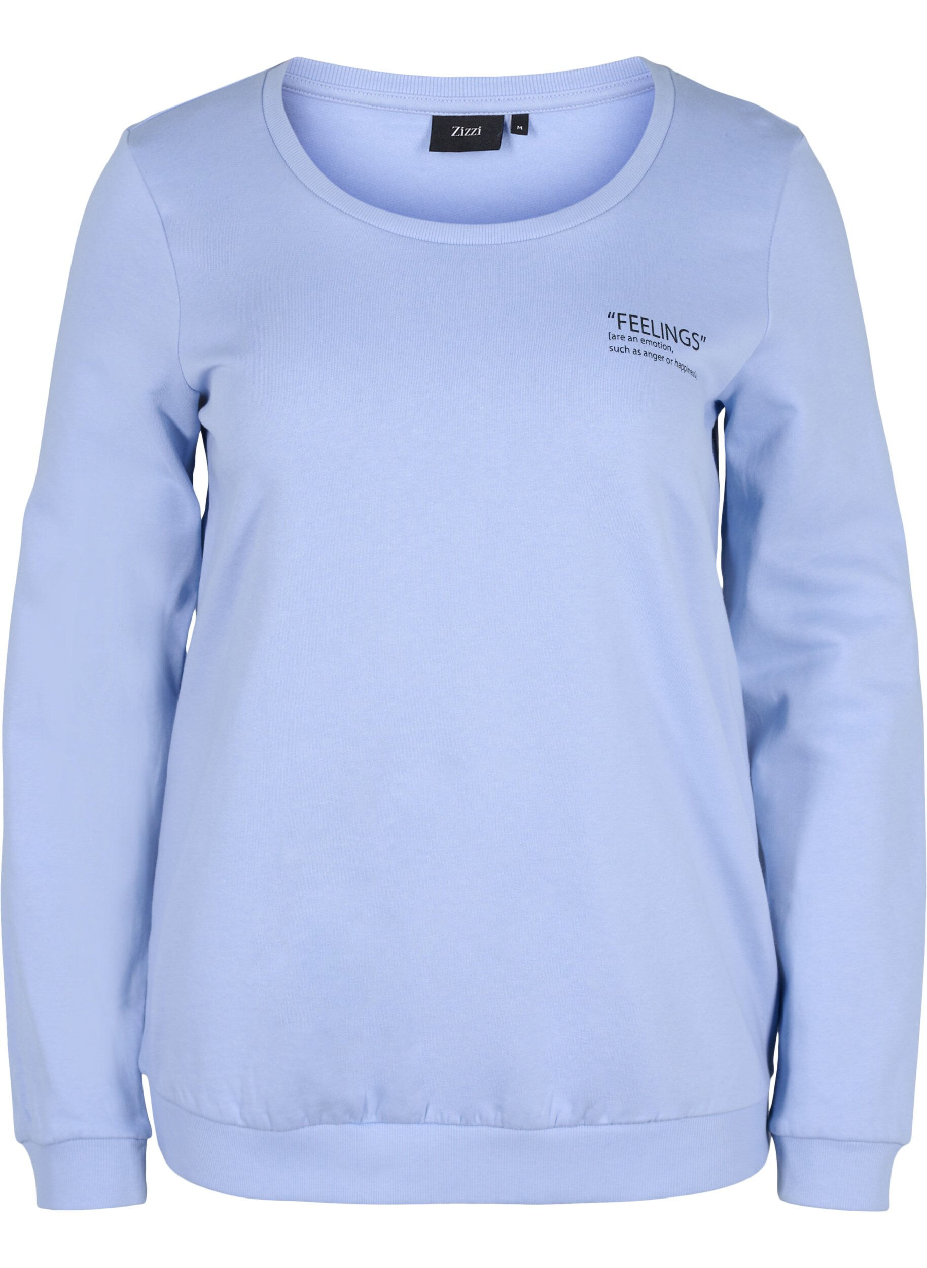 Zizzifashion Cotton sweatshirt with text print, Blue Heron, Packshot image number 0