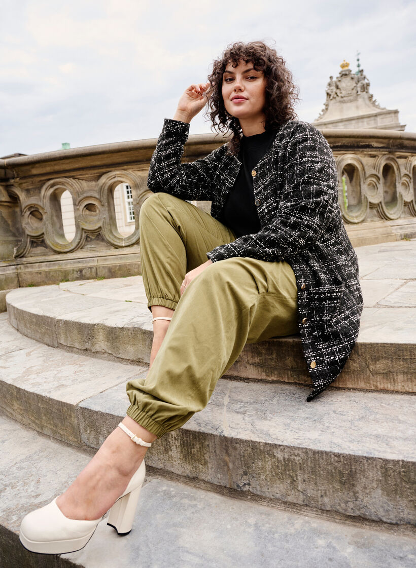 Tapered fit pants with elastic, Martini Olive, Image image number 0