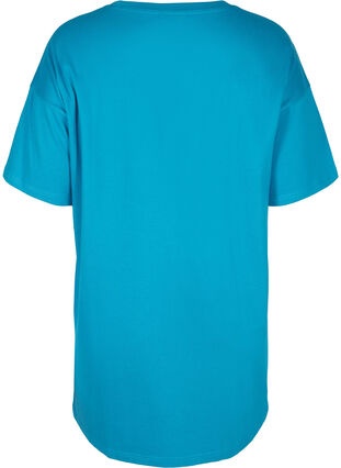 Long, short-sleeved T-shirt in cotton, Fjord Blue, Packshot image number 1