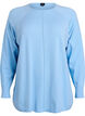 Knit blouse with round neck and knitted pattern, Light Blue, Packshot image number 0
