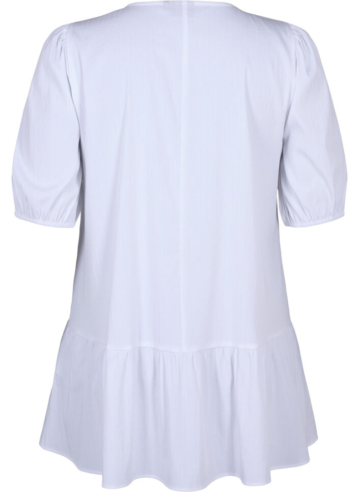 Tunic in viscose with ties, Bright White, Packshot image number 1
