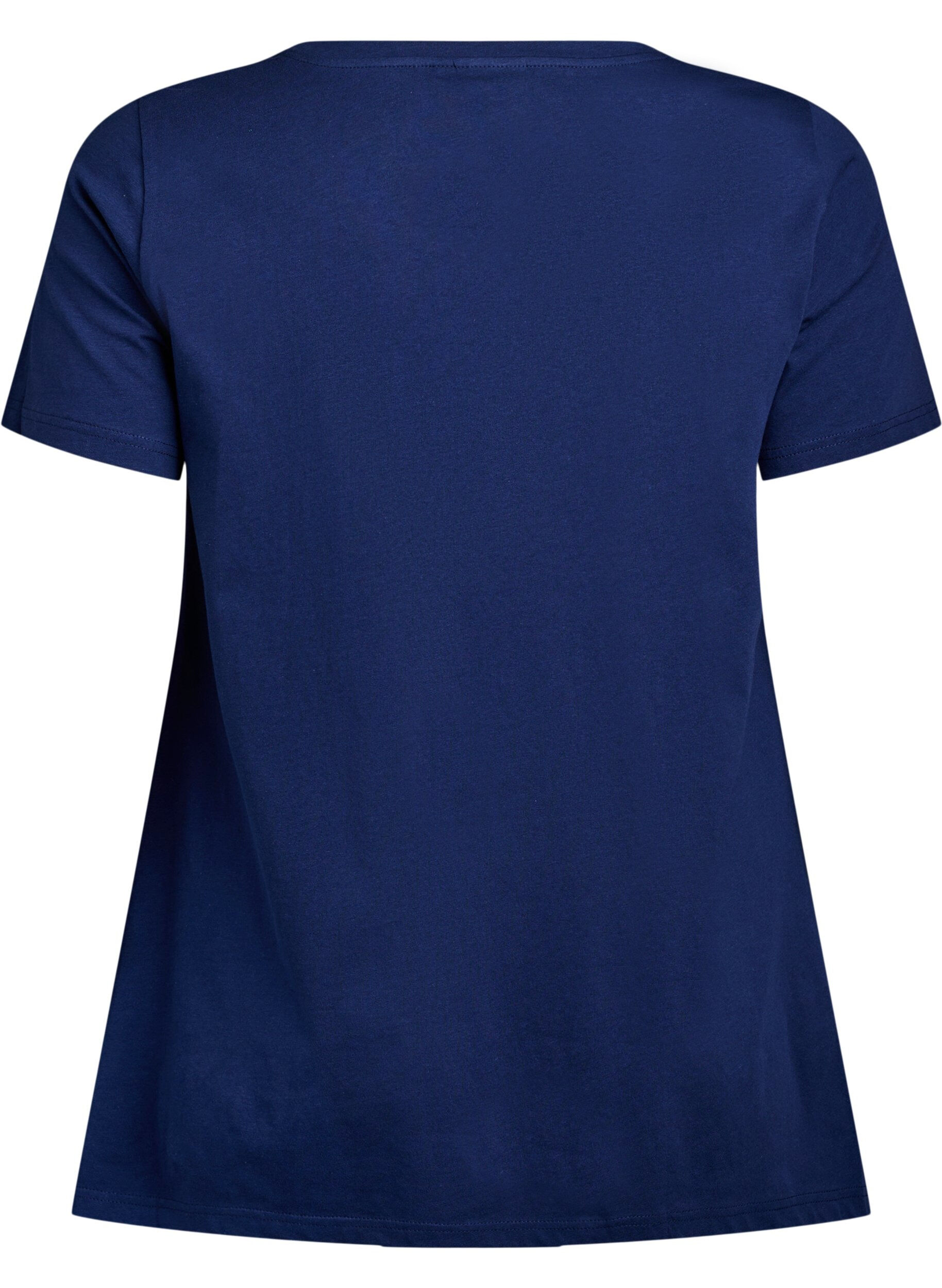 Zizzifashion T-shirt with a round neck and A-line shape, Blue, Packshot image number 1