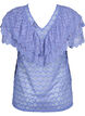 Short-sleeved blouse with frills, Purple, Packshot image number 1