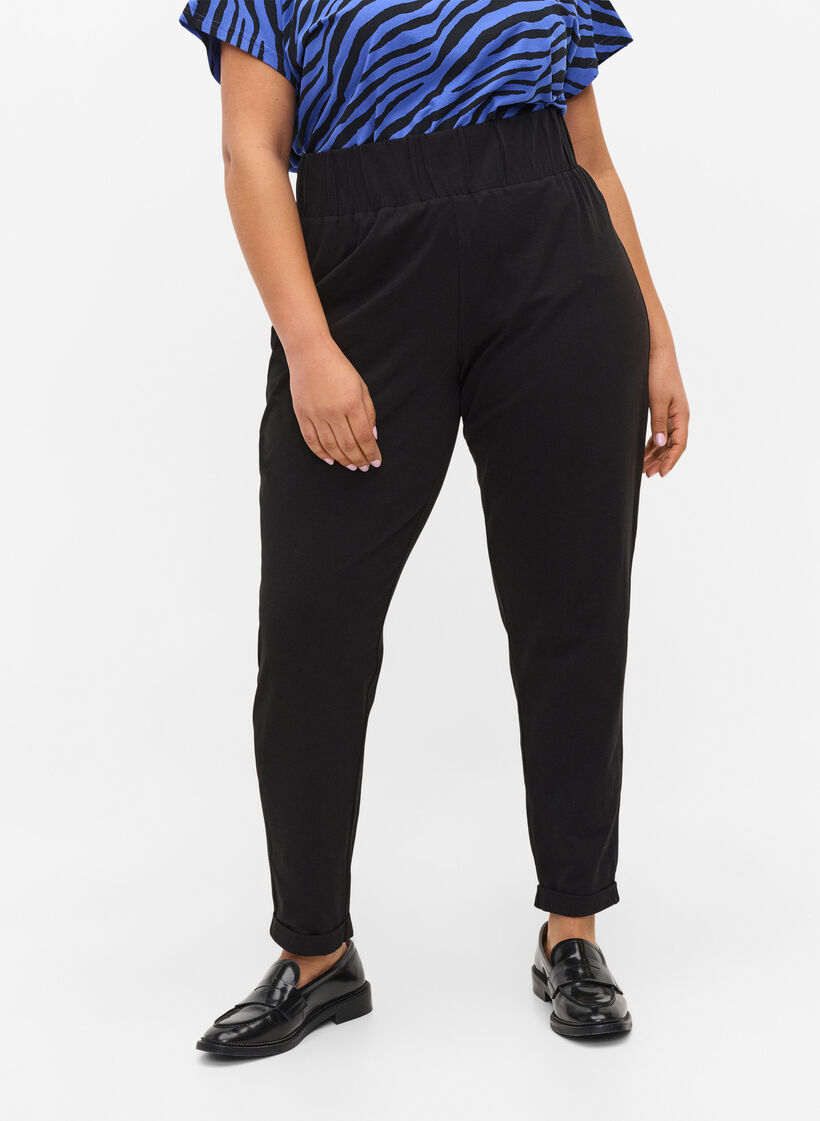 Cotton trousers, Black, Model image number 3