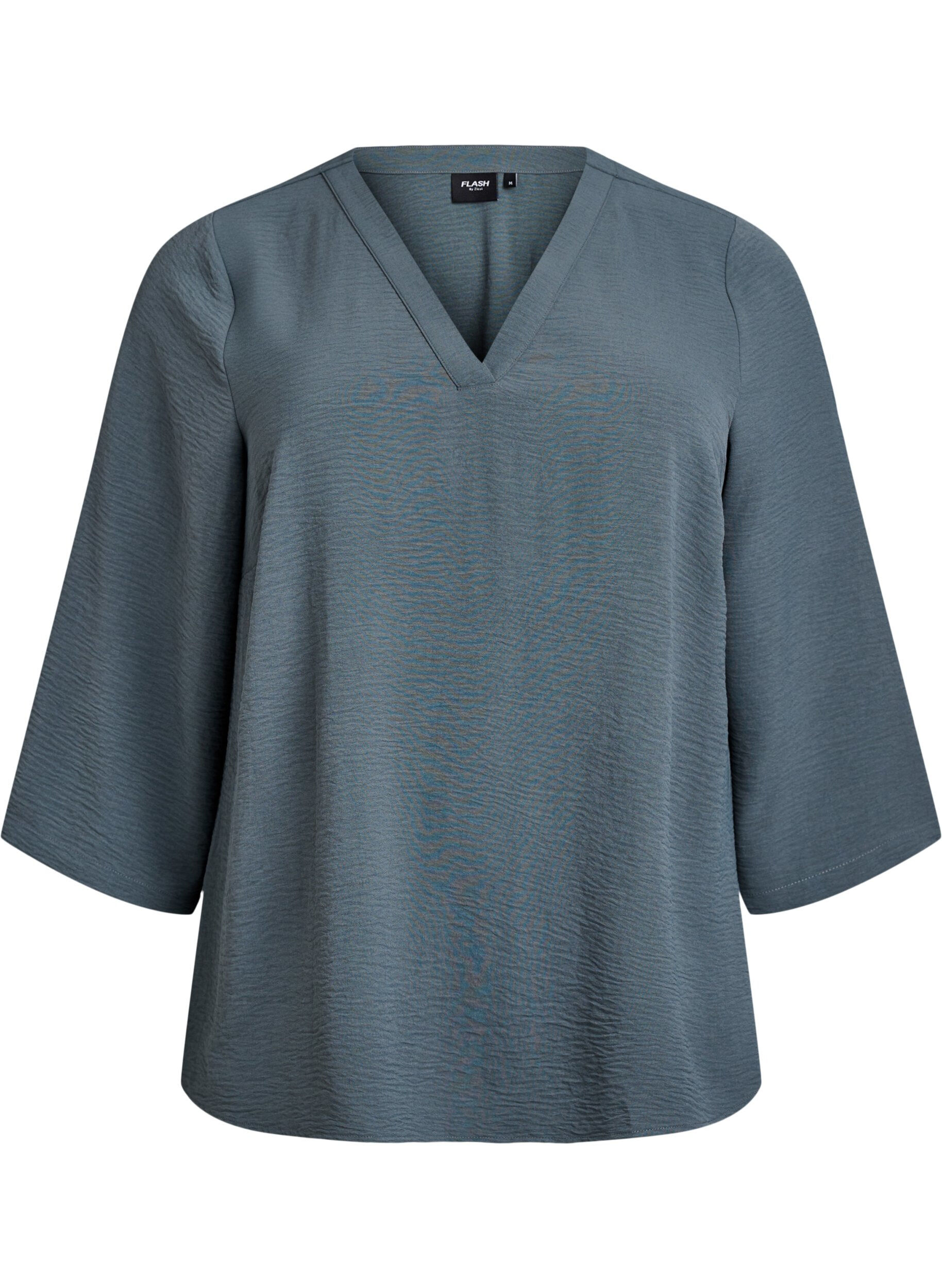 ZizzifashionBlouse with 3/4 sleeves, Green, Packshot image number 0