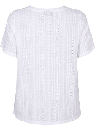 Short sleeve blouse with textured pattern, Bright White, Packshot image number 1