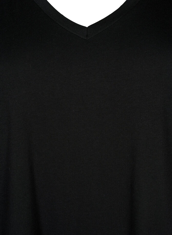 Single colour oversized t-shirt with v-neck, Black, Packshot image number 2