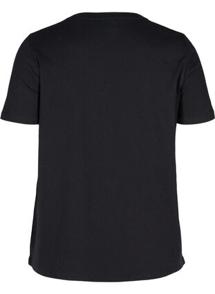 T-shirt in organic cotton with rhinestones, Black , Packshot image number 1