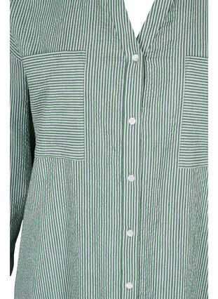 Striped cotton shirt dress, Green Stripe, Packshot image number 2