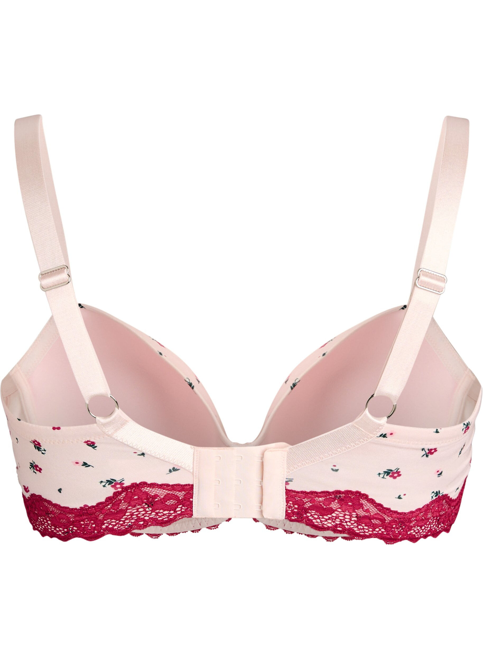 Zizzifashion Moulded bra with floral print and lace, Rose, Packshot image number 1