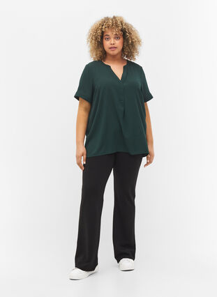 Short-sleeved v-neck blouse, Scarab, Model image number 2