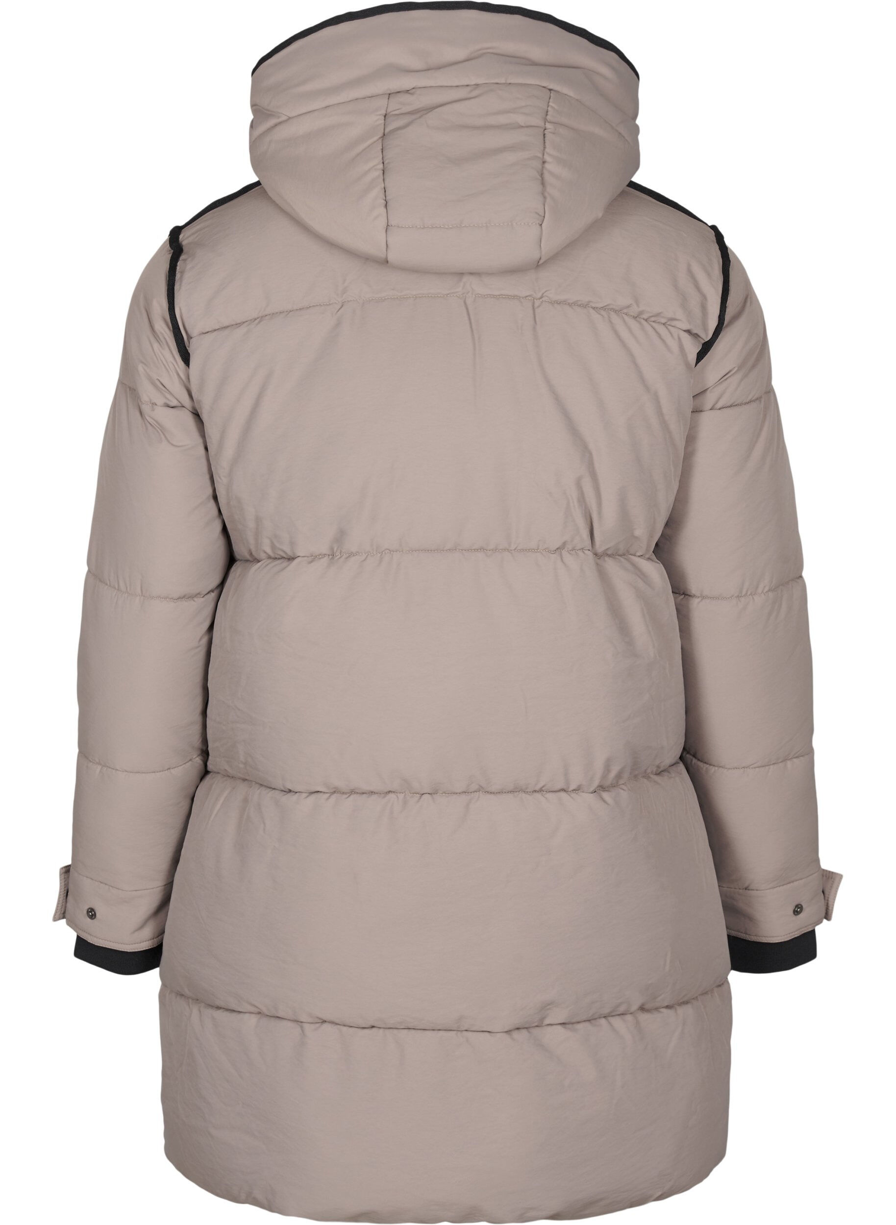 Zizzifashion Puffer jacket with hood and contrast detailing, Beige, Packshot image number 1