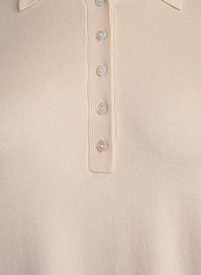 Fine-knit polo shirt with short sleeves, Beige, Packshot image number 2