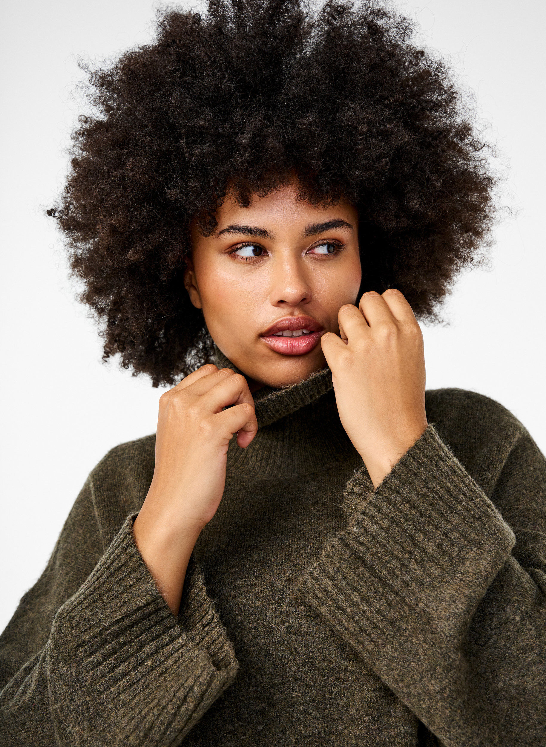 Zizzifashion Knitted turtleneck blouse, Sea Turtle Mel., Model image number 2