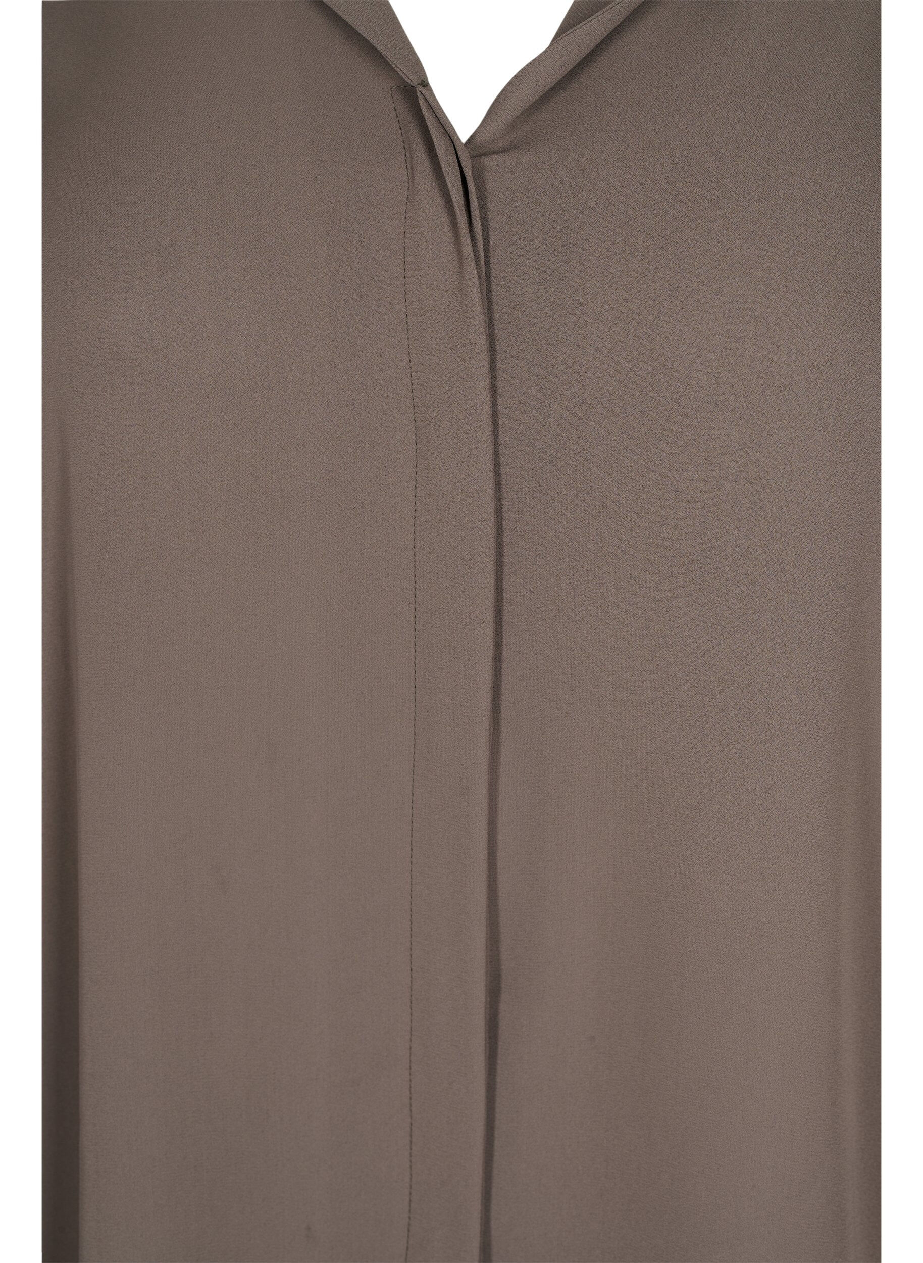 Zizzifashion Solid colour shirt with v-neck, Falcon, Packshot image number 2