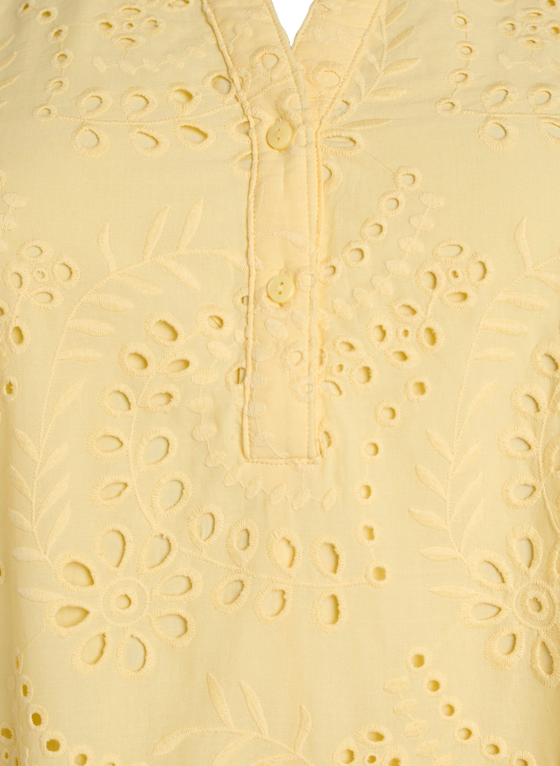 Zizzifashion Broderie anglaise dress with ruffle sleeves, Yellow, Packshot image number 2