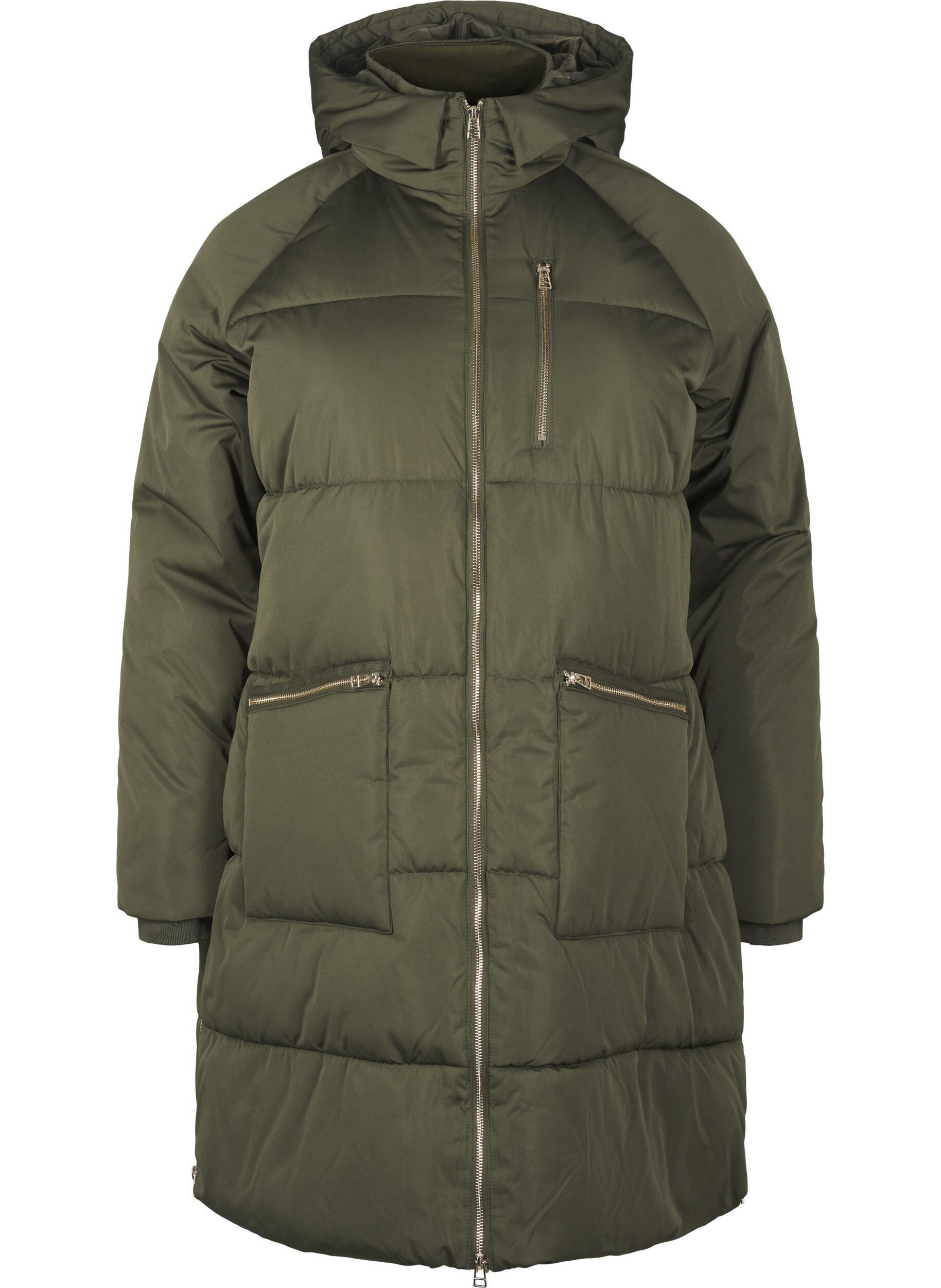 Zizzifashion Puffer coat with hood, Green, Packshot image number 0