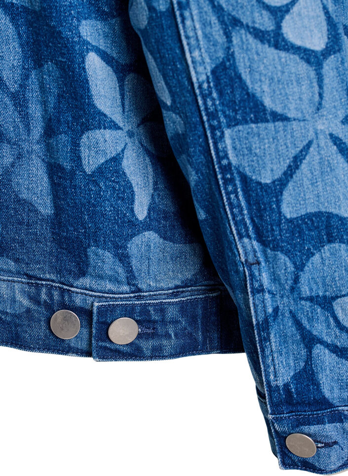 Denim jacket with floral pattern, Blue, Packshot image number 4