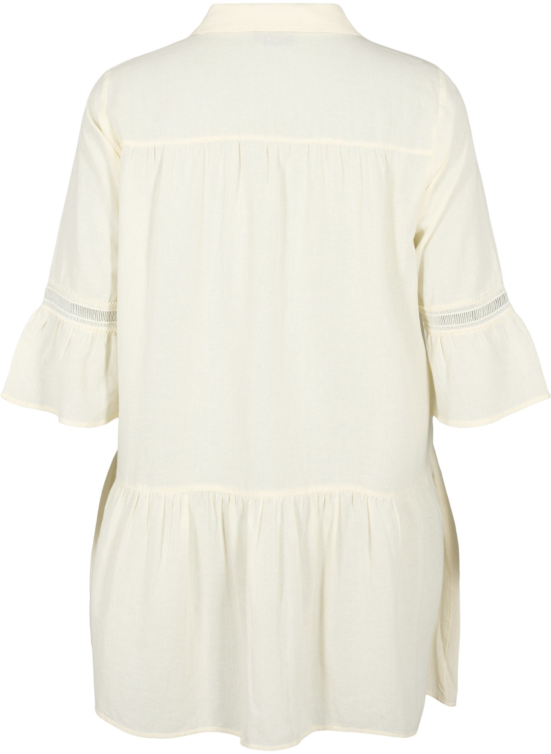 Zizzifashion Organic cotton tunic with feminine details, Antique White, Packshot image number 1