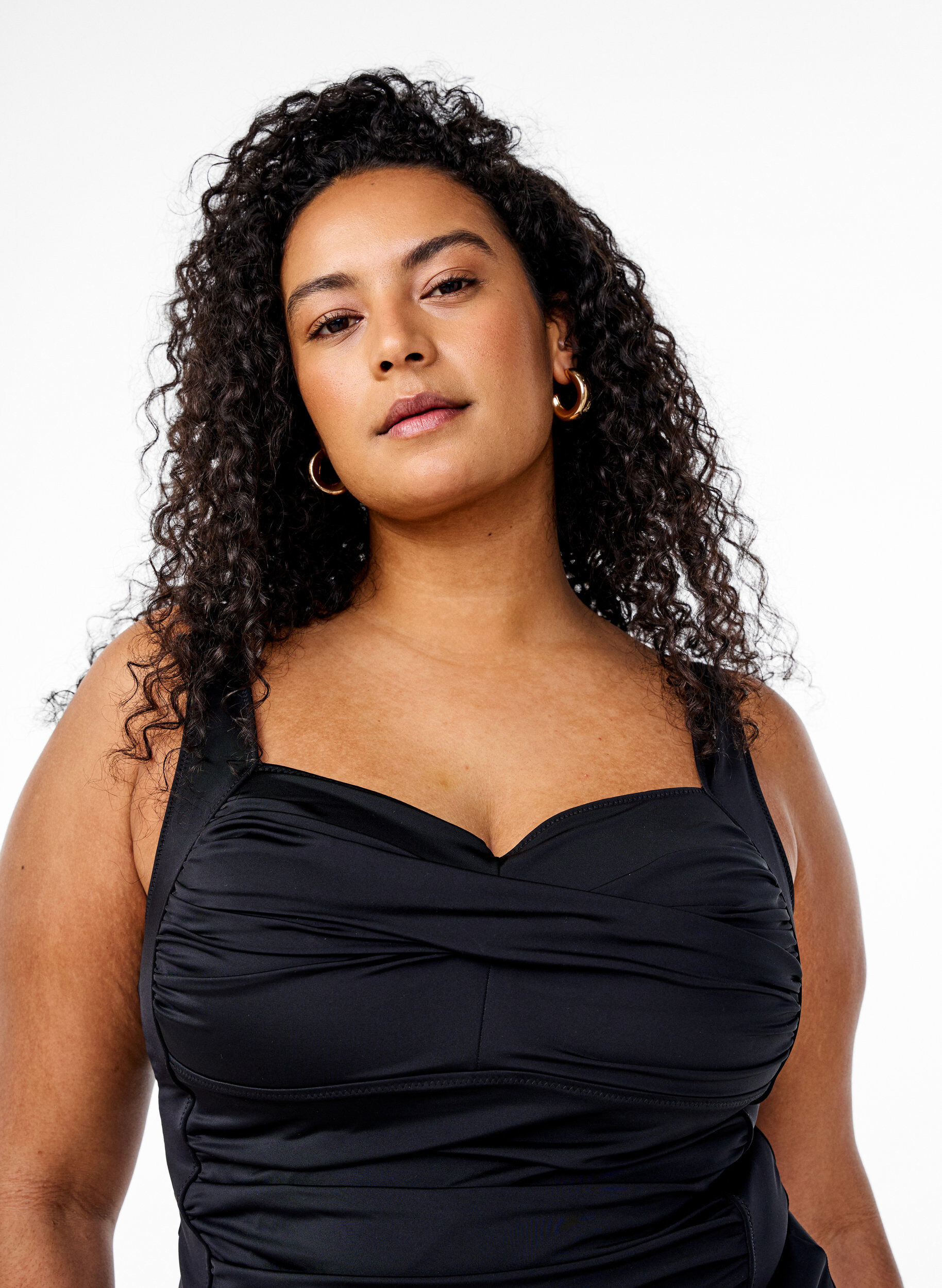Zizzifashion Tankini with drapes, Black, Model image number 2