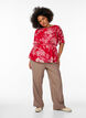 Floral chiffon blouse with an elasticated waist, Red, Model image number 1