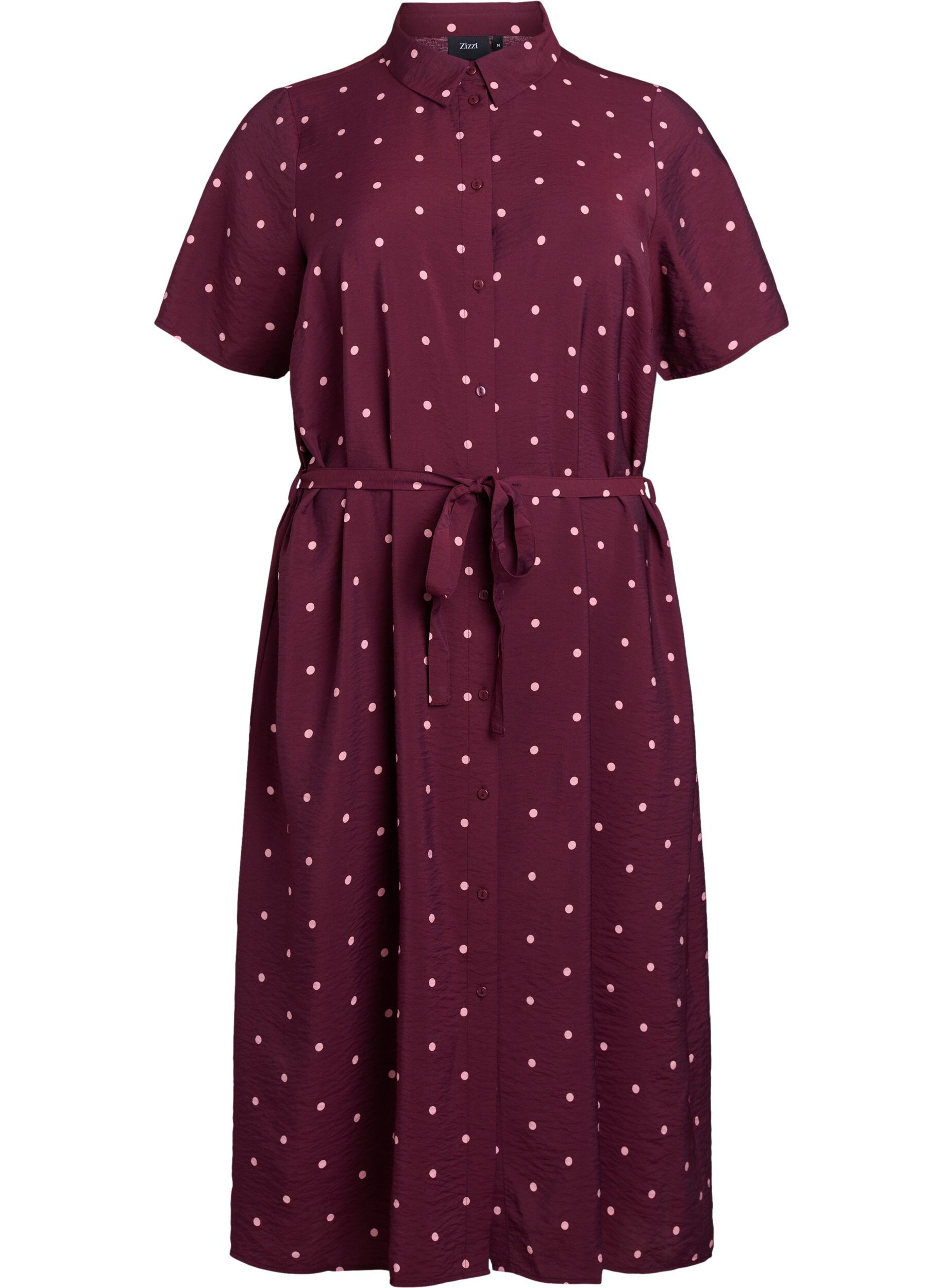 Zizzifashion Midi shirt dress with polka dots, Red, Packshot image number 0