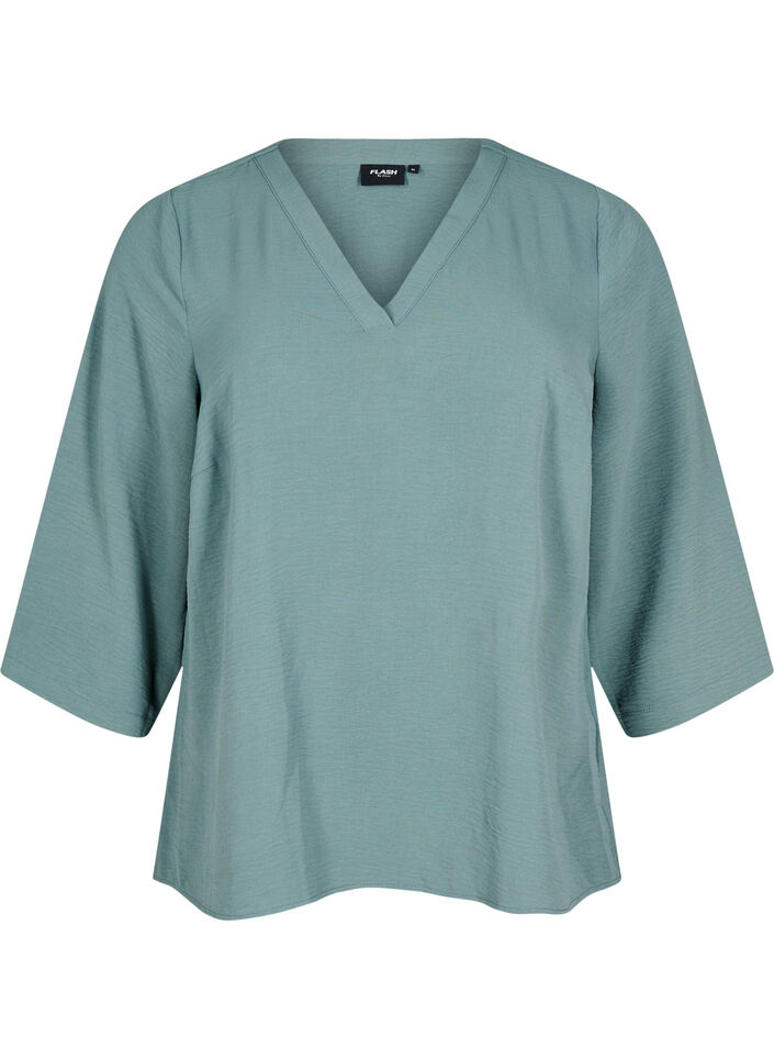 Blouse with 3/4 sleeves, Green, Packshot image number 0