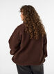 Teddy jacket with eyelet embroidery trim and high collar, Brown, Model image number 2