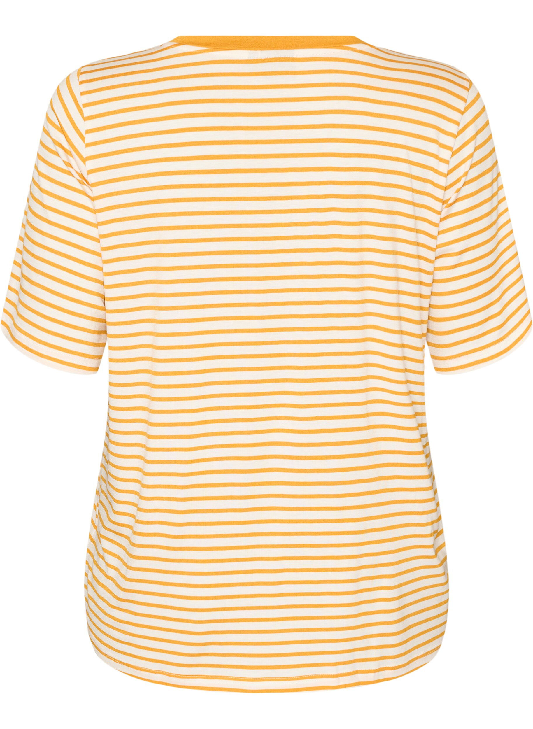 Zizzifashion T-shirt with TENCEL&trade; Lyocell and stripes, Yellow, Packshot image number 1