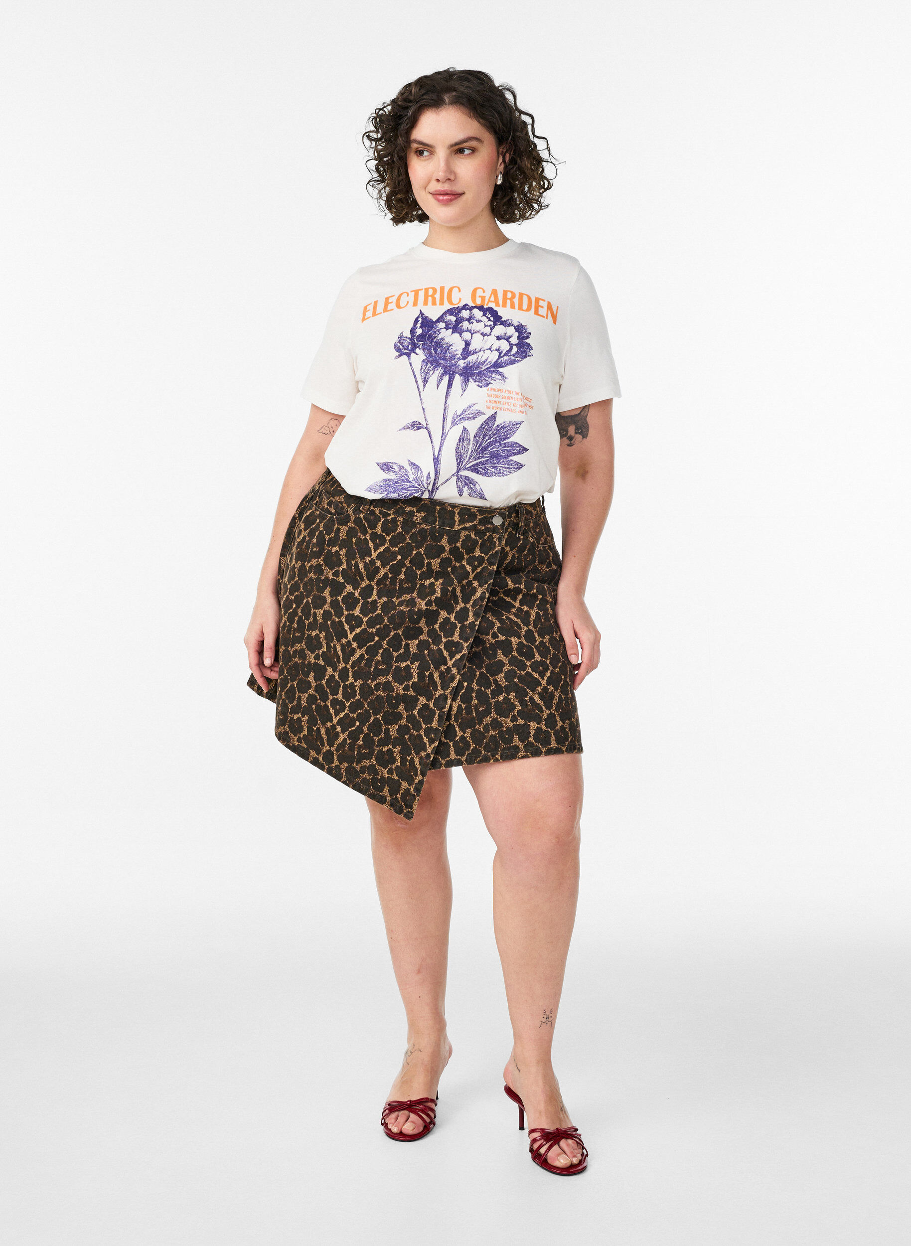 Zizzifashion Cotton T-shirt with print, White, Model image number 1