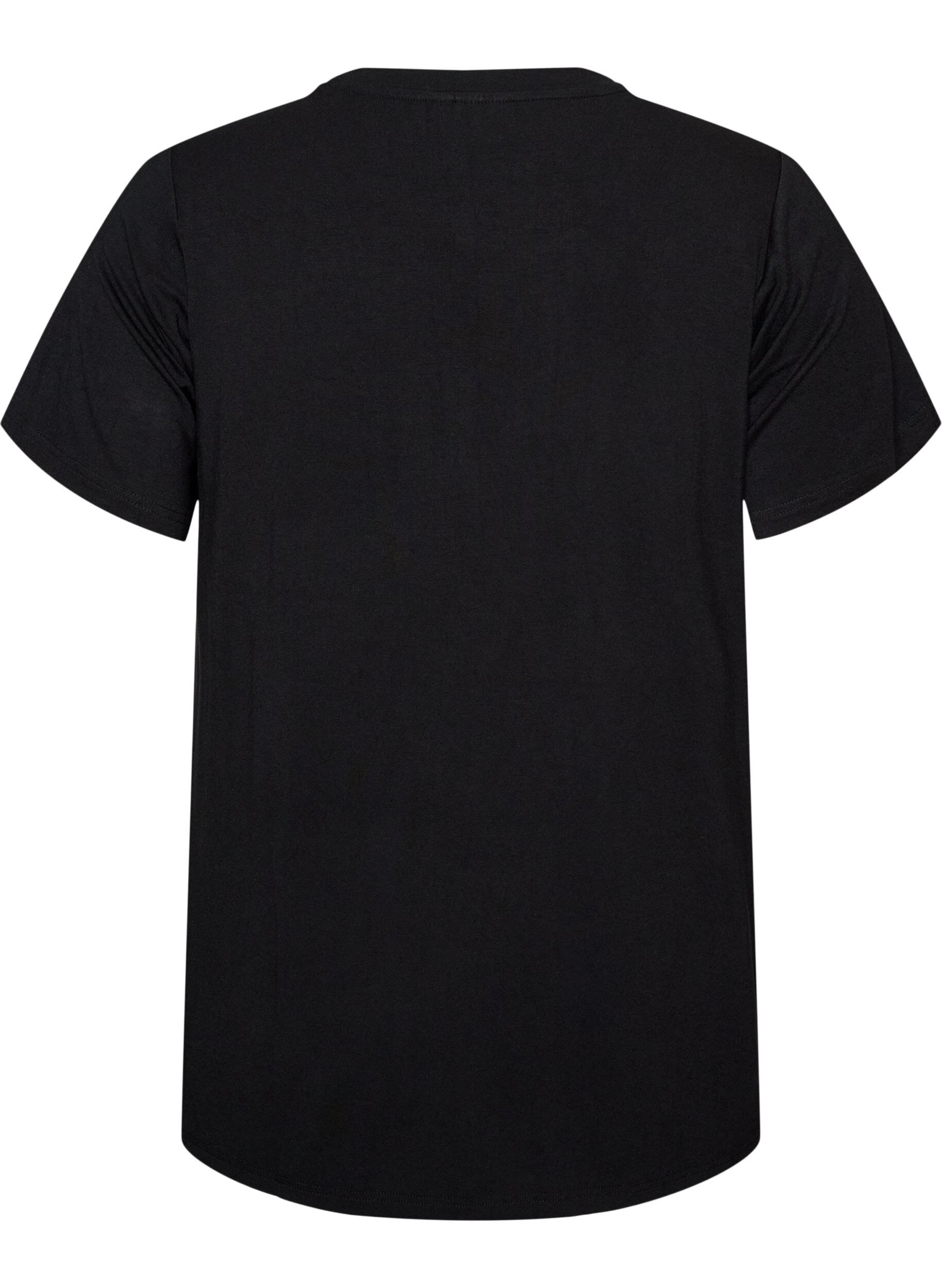 ZizzifashionViscose T-shirt with rhinestones, Black, Packshot image number 1