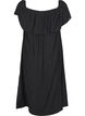 Midi-length dress with ruffled hem and slit, Black, Packshot image number 1