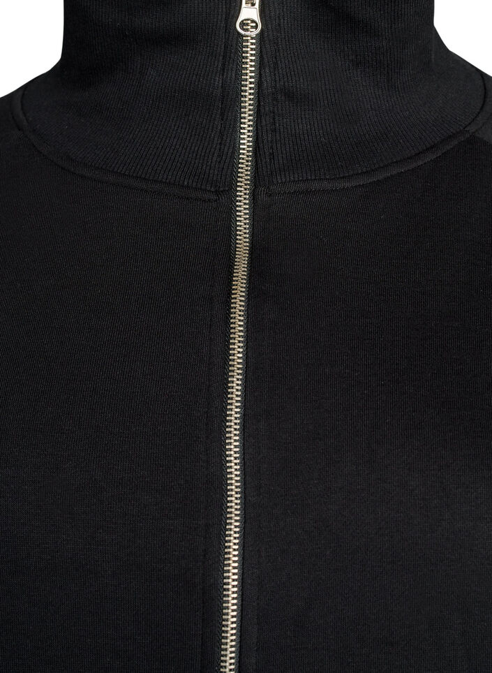 Sweat cardigan with high collar and zip, Black, Packshot image number 2