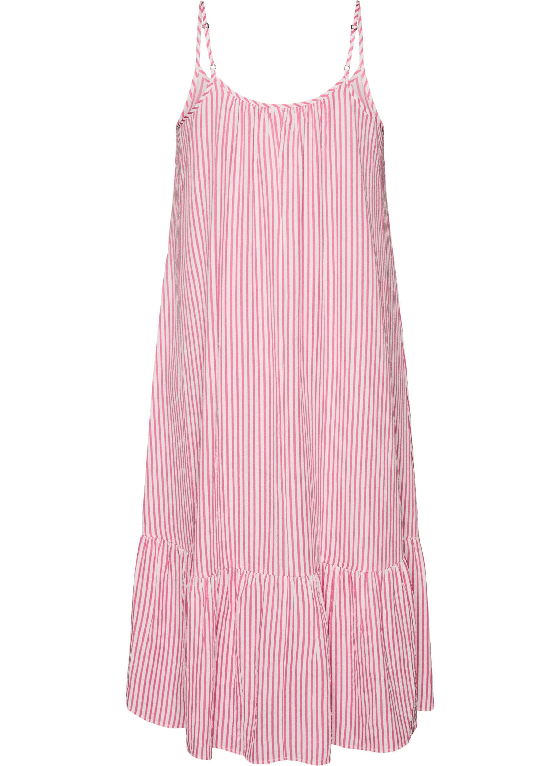 Zizzifashion Summer dress with stripes and A-line shape, Pink, Packshot image number 1