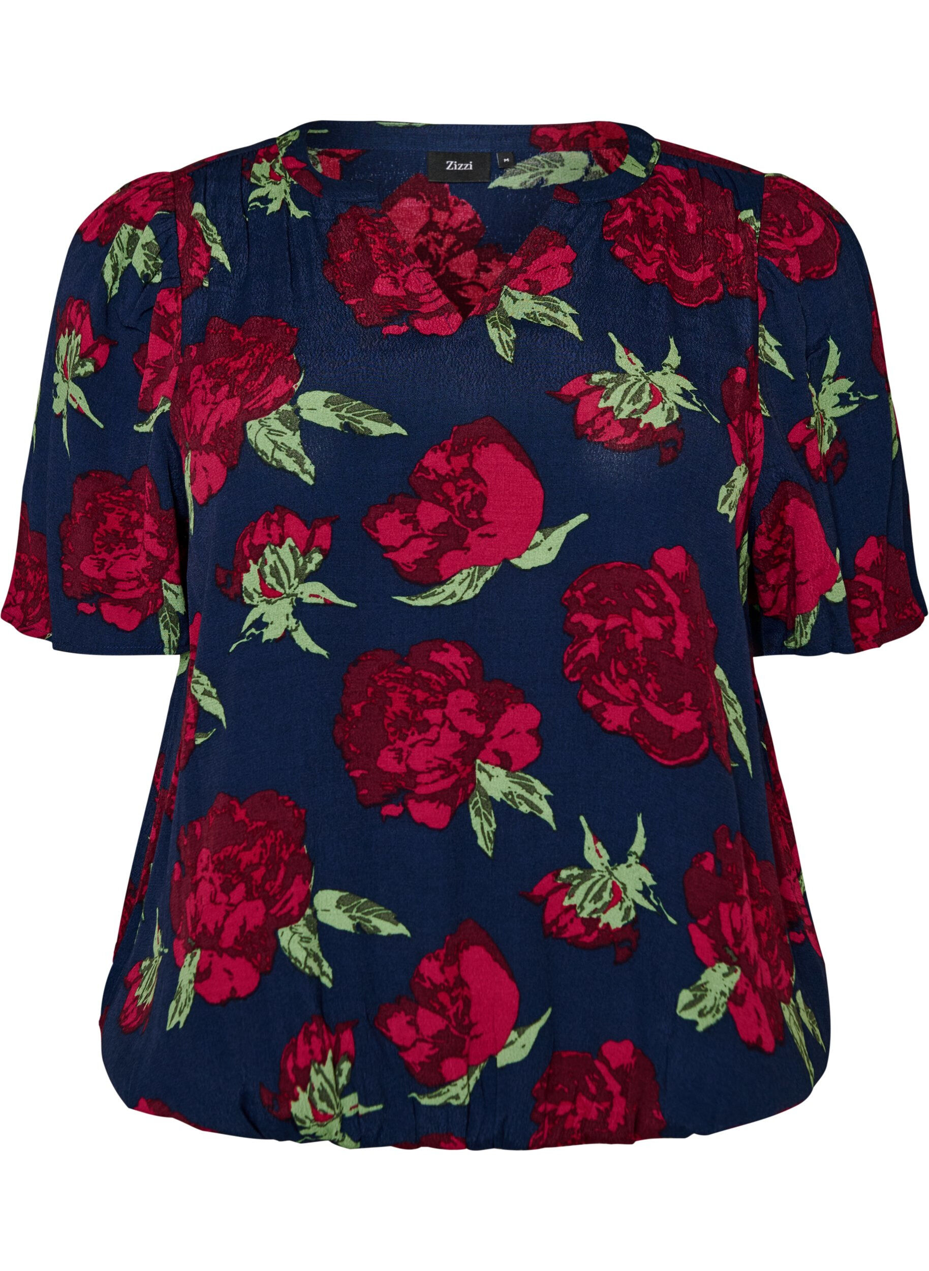 Viscose blouse with floral print and balloon shape