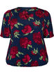 Viscose blouse with floral print and balloon shape, Blue, Packshot image number 0