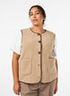 Teddy fleece vest with contrast trims, Beige, Model image number 0