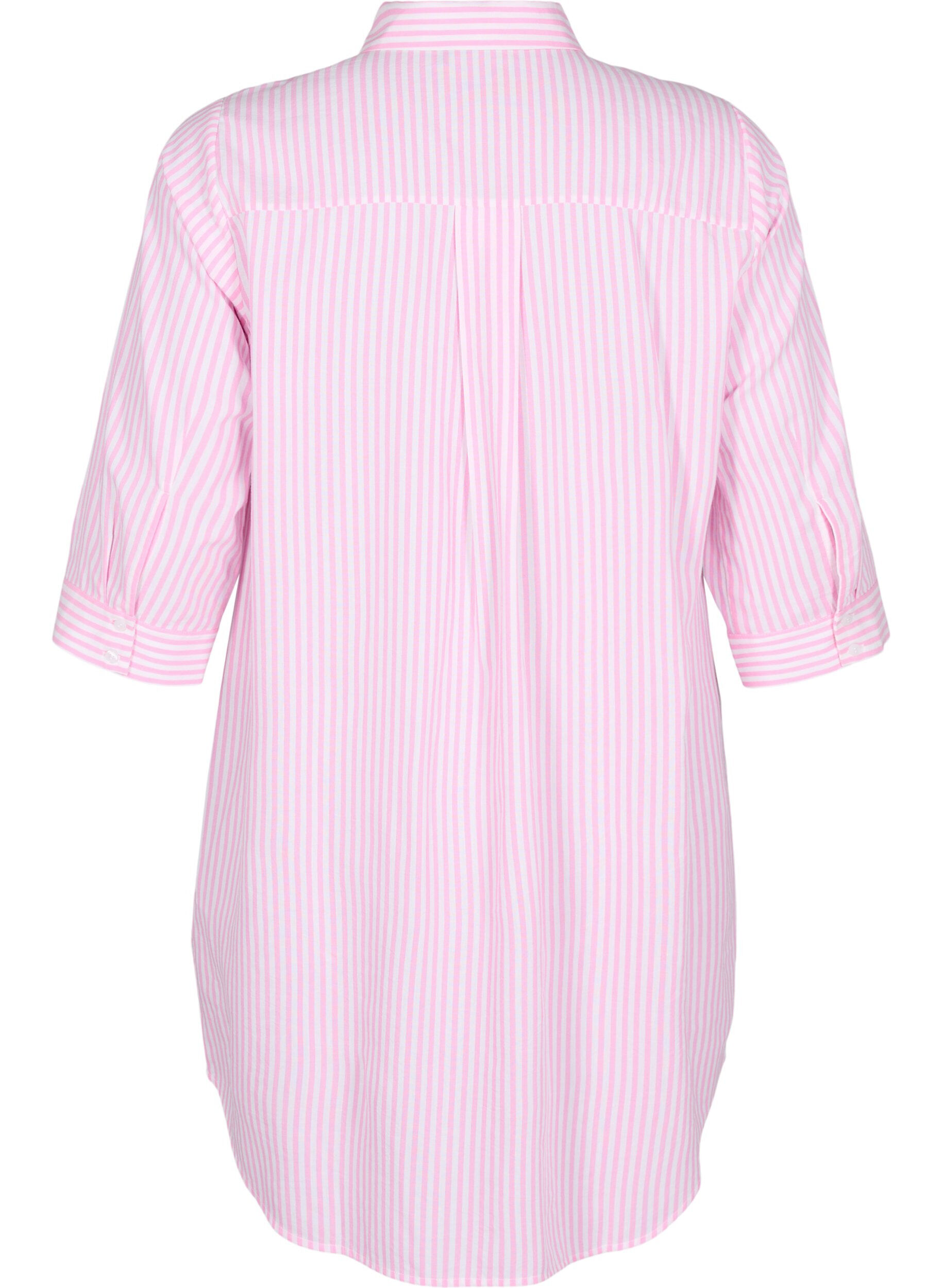 Zizzifashion Long striped shirt with 3/4 sleeves, Pink, Packshot image number 1