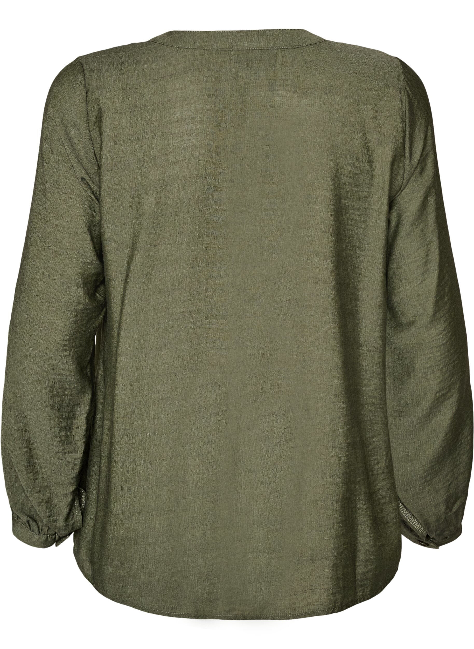 ZizzifashionViscose shirt with embroidered sleeves, Green, Packshot image number 1