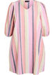 Short dress in linen and viscose with 3/4 sleeves, Yellow, Packshot image number 0