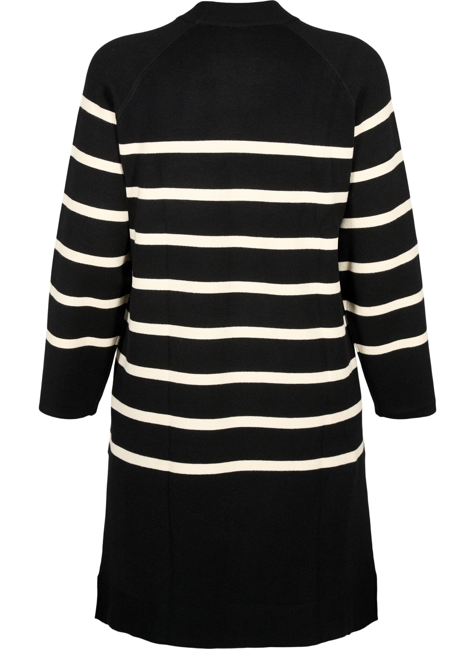 Zizzifashion Striped knit dress with turtleneck, Black Comb, Packshot image number 1