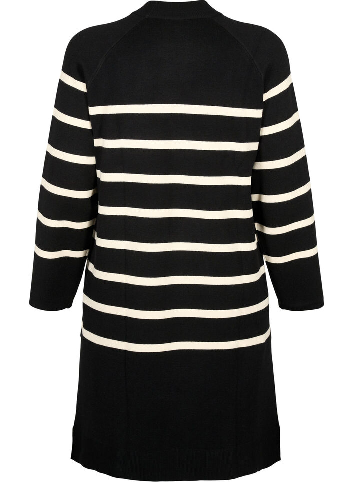 Striped knit dress with turtleneck, Black Comb, Packshot image number 1