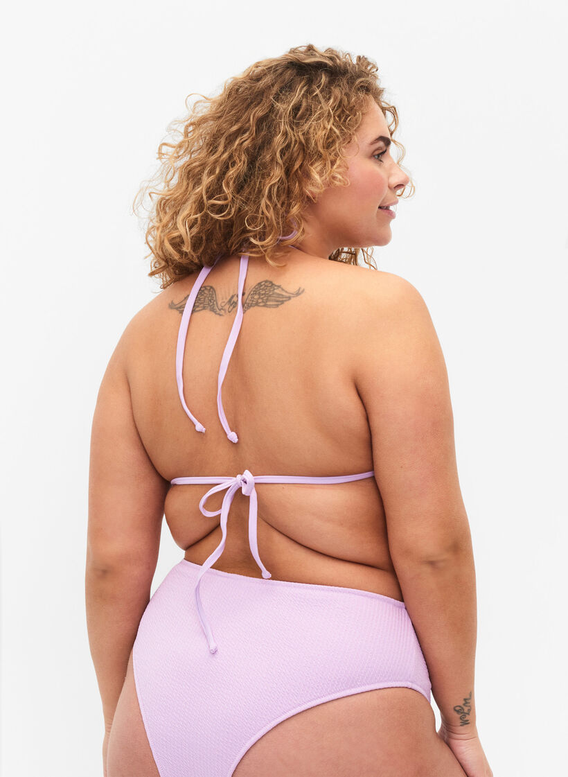 Triangle bikini bra with crepe structure, Purple, Model image number 1