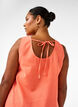 Sleeveless cotton blend dress with linen, Living Coral, Model image number 3