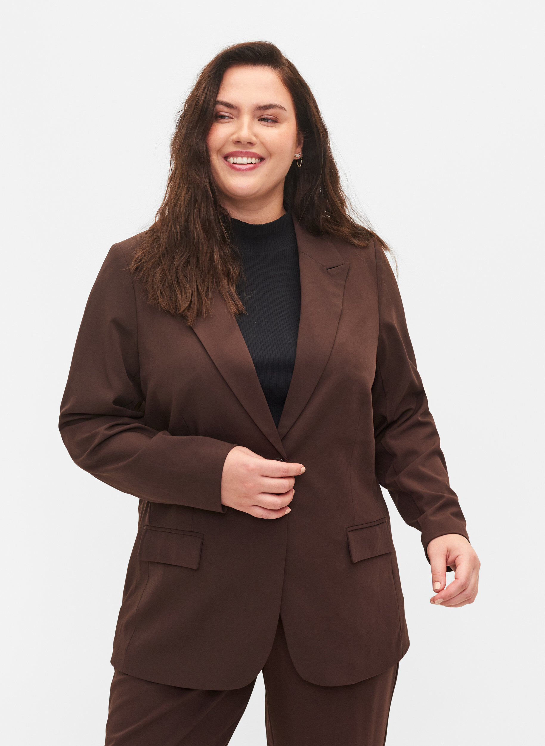 Zizzifashion Classic blazer with pockets, Java, Model image number 0