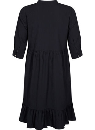  Plain midi dress with 3/4 sleeves, Black, Packshot image number 1
