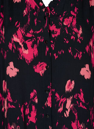 Printed viscose midi dress with buttons, Black Pink AOP, Packshot image number 2