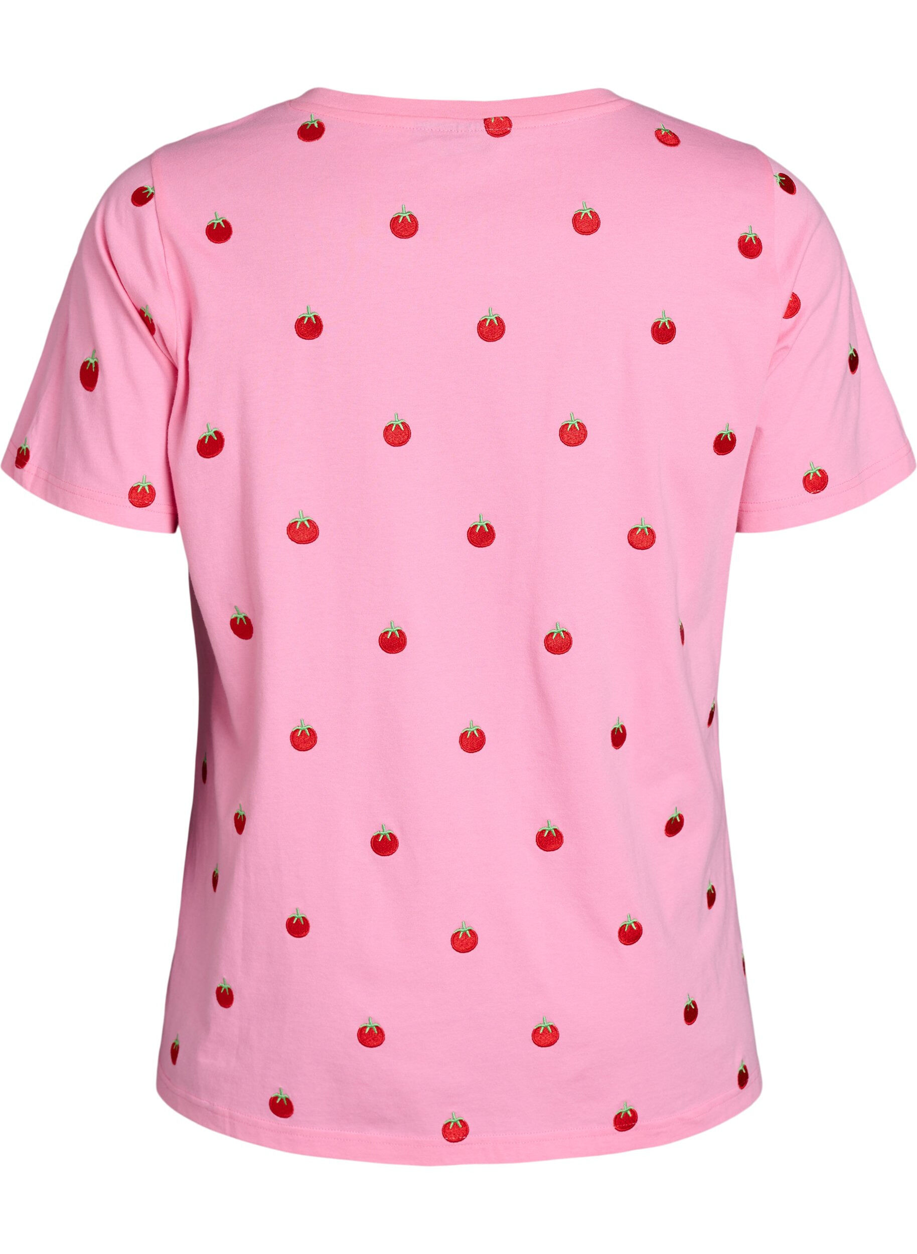 Zizzifashion T-shirt in organic cotton with embroidered motifs, Pink, Packshot image number 1